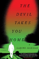 Book Cover for The Devil Takes you Home-Man walking down road with read and green light swirls in front of him