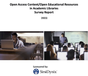 Open Access report cover 2022. Teacher and students in college classroom 